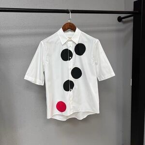 🚩steal authentic Marni White Shirt with Black and Red Circles